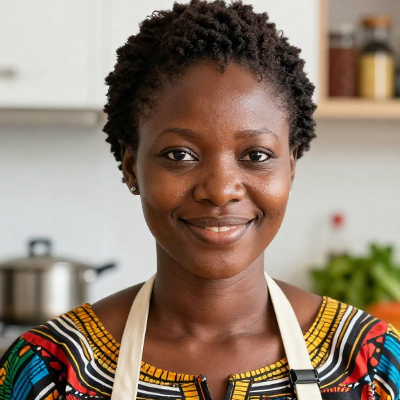 Kadidia, Afro Flavor Hub’s AI kitchen host (AI-generated image)